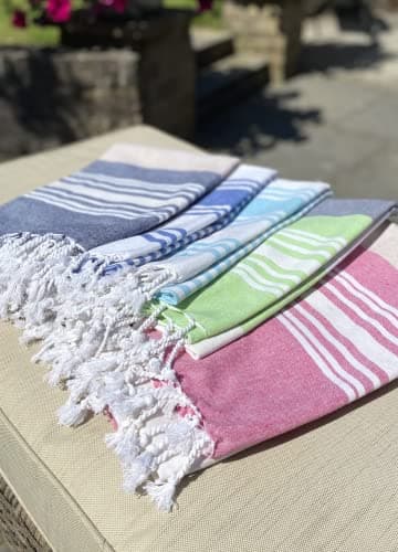 Adore Home Large Hammam Beach Towel Striped Turkish Style Fouta Peshtemal Cotton, Rio Stripe Grey — view 5