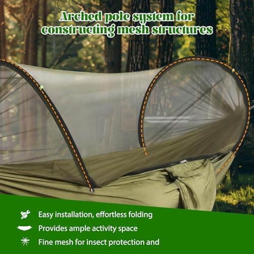Aartner Ultra-Light Travel Camping Hammock Pop-up Bug Net - Anti-Rollover Hammock 300kg Load Capacity,Breathable,Quick-drying,Outdoor Backpacking Hiking (Olive Green) — view 4