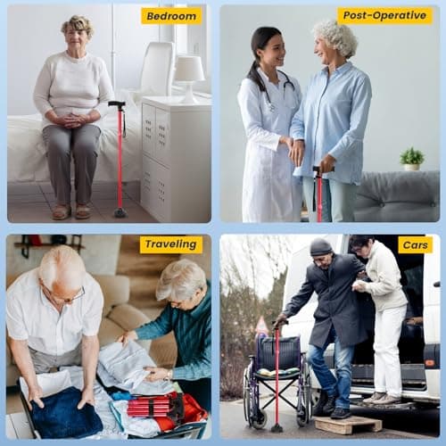 Walking Stick for Women, Folding Adjustable Walking Sticks for 5.2FT-6.1FT Ladies, Free Standing Cane with Pivot Tip, Collapsible Walking Stick for Elderly — view 6