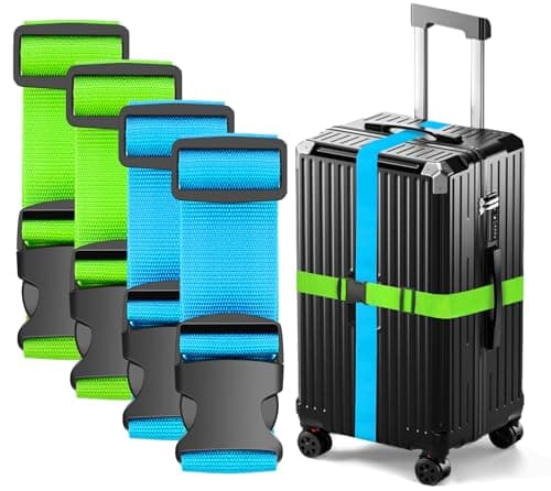 Ninmaofly 4 Pcs Luggage Straps for Suitcases, Adjustable Suitcase Straps