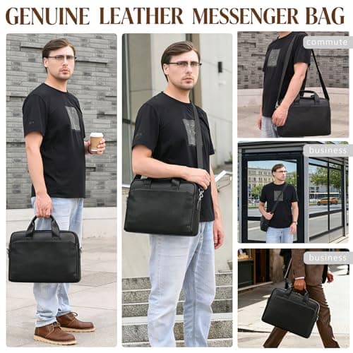 JulBean Leather Laptop Bag for Men, Fits 15.6 Inch Notebook — view 2