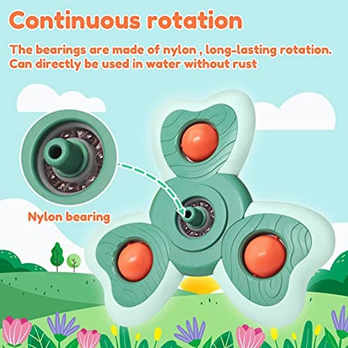 Vanmor Baby Suction Cup Spinning Top Toys, Spinner Toys for Babies-4pcs — view 3