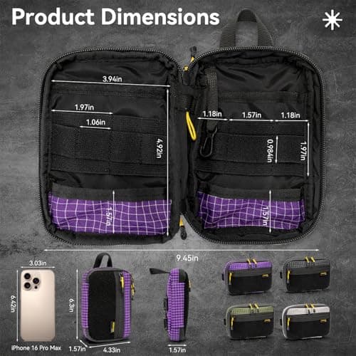 HIKEMAN EDC Pocket Organizer Pouch - EDC Utility Pouch,Nylon Tool Pouch,Tool Organizer for Multitools,Mini Pouch for Everyday Carry Outdoor(Army Green) — view 4