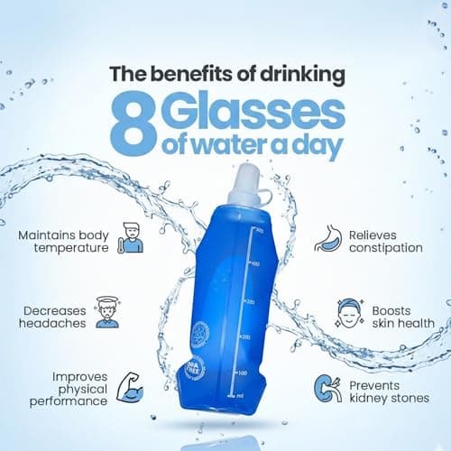 Blend & Bloom Soft Flask Running Water Bottle 500ml,Foldable Flexible Lightweight Leakfroof Collapsible Water Bottle, Soft Flask for Hydration Running Vest for Hiking Cycling — view 5