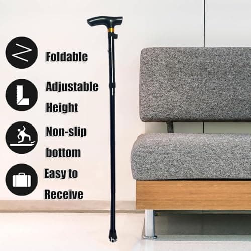 Folding Walking Stick, Adjustable Aluminium Cane for Women and Men — view 4