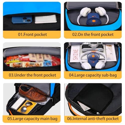 Nayubo 65L Hiking Backpack for Men Waterproof Expandable Travel Backpack Carry On Backpack Casual Daypack Large Rucksack for Camping Outdoor Sports Trekking (Blue) — view 4