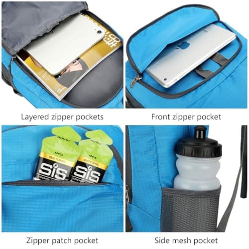 Mayoii Foldable Lightweight Backpack for Mens & Women – 35L Waterproof Rucksack for Mens & Women, Rucking Daypack for Outdoor Sports Hiking Travel Camping (Blue) — view 6