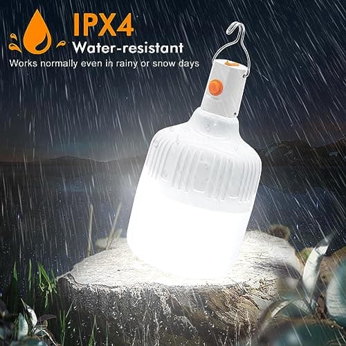 BoloShine 2 Pcs Camping Light, LED USB Rechargeable Camping Lantern Battery Powered Outdoor Tent Lamp with Hanging Hook, Dimmable 3 Modes Portable Light Bulb for Emergency Camping Patio Garden Gazebo — view 6