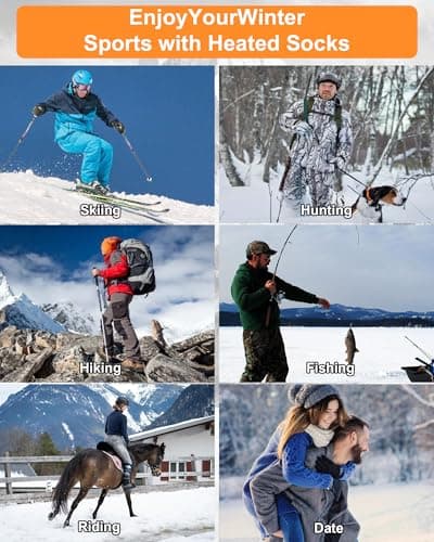 Heated Socks for Men Women with 2 Rechargeable 6000mAh Batteries, Last 8 Hours, Electric Heated Socks with 4 Temperature Settings,Ideal for Skiing, Camping, Hiking — view 6