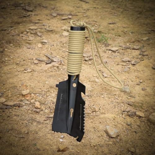 MEETOZ Backpacking Shovel, Camping Hand Trowel, Lightweight Hiking Shovel, Small Potty Multitool with Carrying Pouch for Digging, Metal Detecting, Gardening and Outdoor Survival — view 6