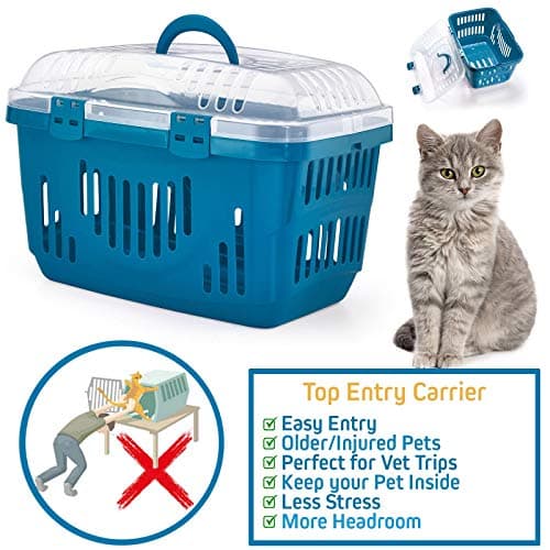 CAT CENTRE Blue Pet Carrier, Top Entry, Dog Cat Puppy, Travel Kennel — view 4
