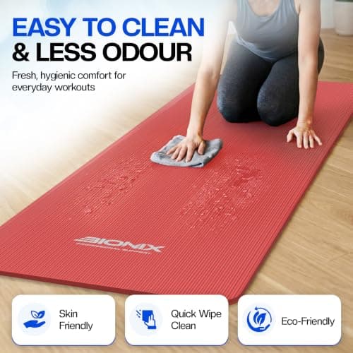 Bionix Exercise Yoga Mat with Carry Handle Strap - Extra Thick NBR Yoga Mats for Women and Men - 180cm x 60cm Durable, Non Slip Mat - Gym Mats for Home, Camping, Pilates and Workout — view 4