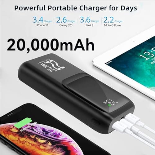 Power Bank 20000mAh, Fast Charging Portable Charger PD 22.5W USB-C in & Out, LED Display External Battery Pack for iPhone 16/15/14/13, Android Samsung Galaxy Smartphones (Black) — view 4