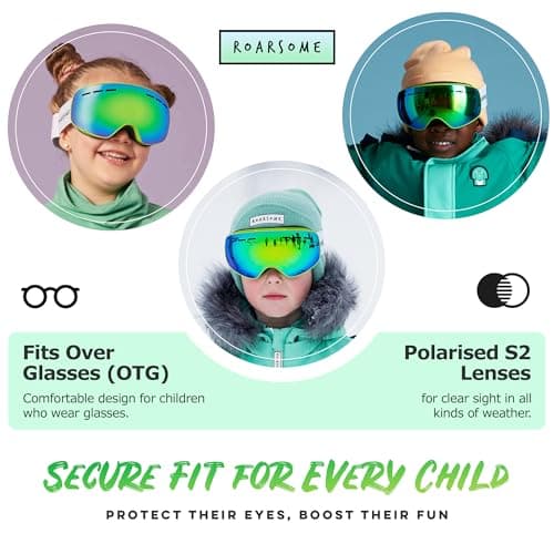 Roarsome Kids Ski Goggles | Anti-Fog UV Protection with OTG Fit & Strap — view 6