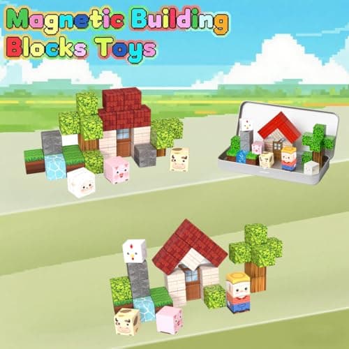 35 Pcs Travel Magnetic Tiles, Mini Building Blocks with Iron Box for Kids — view 5