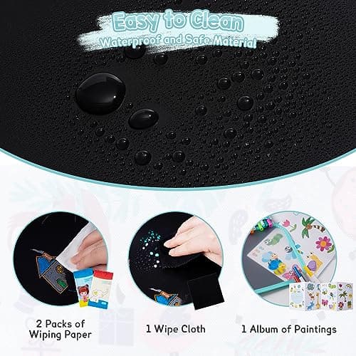 Erasable Drawing Pad, 8inch Plane Activities for Kids, Mint Color Animal Party Travel Toys Doodle Book for Kids 3 4 5 6 7 8 Year Old Boy Girl Birthday Gifts, 14 Pages for Magic Drawing with 12 Marker — view 3