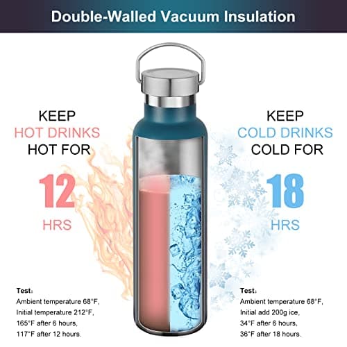 Volhoply Gradient Stainless Steel Water Bottles,600 ML Vacuum Insulated Double Wall Travel Bottle with Leak Proof Lid of Handle,Metal Reusable Standard Mouth Flask for School,Hikers,Gift — view 2