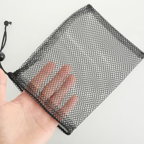Oruola 6pcs Small Mesh Laundry Bags with Cord Lock - Drawstring Bags (3 Black, 3 White), for Golf Stuff, Little Toys, Candy - 20 X 15 Cm — view 5