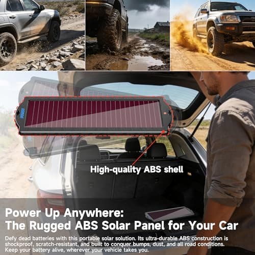 POWOXI Solar Car Battery Charger with Amorphous Solar Panel for 12V Battery — view 4