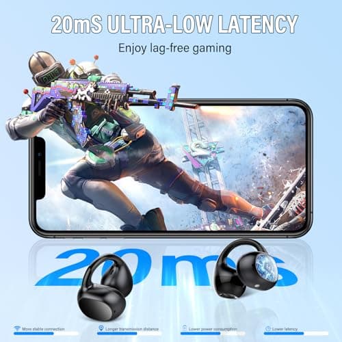 Open Ear Earbuds,Wireless Earbuds Bluetooth 5.4 Ergonomic Clip-On Ear buds, Bone Conduction Over The Ear Headphones 48H Playtime, Perfect Running Headphones for Sports IPX7 Waterproof Touch Controls — view 4