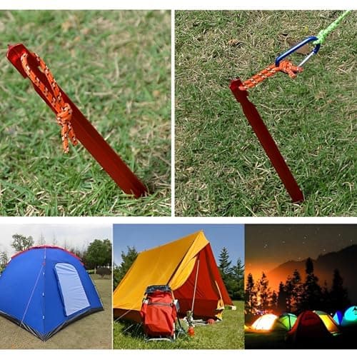 20PCS Tent Pegs, Heavy Duty Metal Tent Pegs Camping Tent Stakes Nail with Reflective Rope Storage Bag for Camping,Beach,Outdoor and Sand, Red — view 4