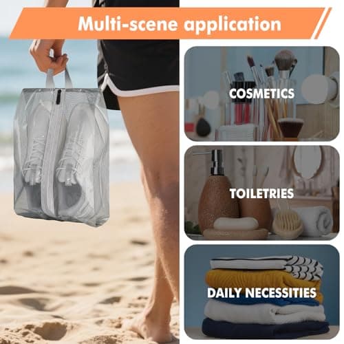 jwtyu 1 Piece Shoe Bags for Travel Grey Shoe Bag Waterproof TPU Mesh Shoe Travel Bag with Zipper for Travelling or Home Storage — view 6