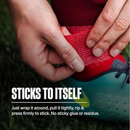 SPORTTAPE Football Sock Tape, 5cm x 4.5m, Maroon - Self-Adhesive Bandage — view 2