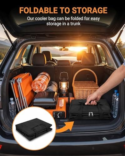 2 Pack Cooler Bag, 40L Large Lunch Cooler Bag with Adjustable Shoulder Strap, 2 Side Holder and Handle Straps Cool Box for Picnic, Ice Packs for Foldable Cooling Bags for BBQ, Party, Camping (Black) — view 4
