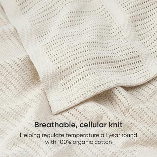 Bloomsbury Mill - Cellular Blankets Baby - 100% Organic Cotton - 2 Pack - Oat - Beige - Newborn Essentials - Soft Breathable Baby Blankets for Pram, Cot, Moses Basket - 75x95cm — view 5