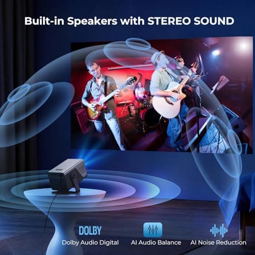 2000 ANSI Native 1080P Smart Projector, 4K Supported, Android 14 projectir Mini Projector with WiFi & Bluetooth, Auto Focus, Keystone, 4k projector Home Cinema for Bedroom & Outdoor projecter X7 — view 5