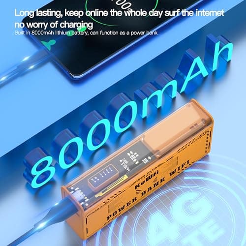 KuWFi Portable Travel WiFi Hotspot Router - 150Mbps Mobile Hotspot With 8000mAh Battery, DC/USB Powered, Unlocked Nano SIM Card for Caravan, House Garden, Business Trip — view 2
