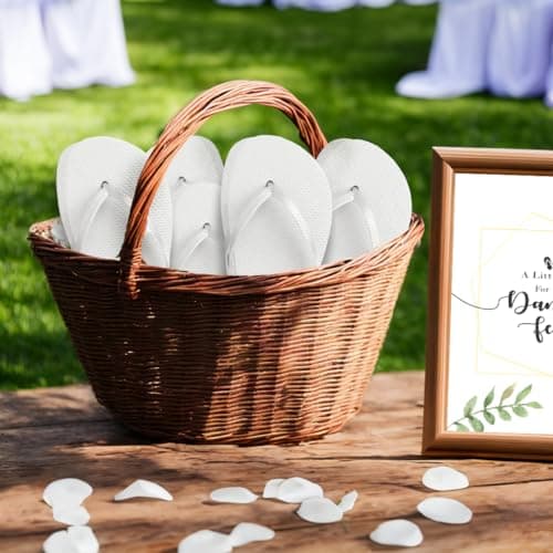 Winterlace Bulk Flip Flops for Wedding Guests 48 Pairs Reception Slippers Destination Beach Pool Spa Sandals Wholesale Pack, White & Silver, Small-X-Large — view 5