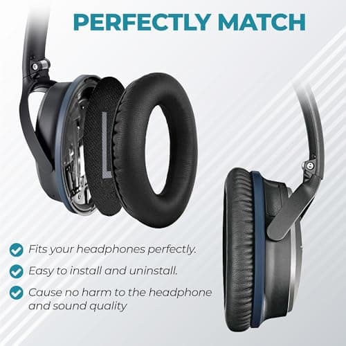 Replacement Ear Pads for Bose 700 Noise Cancelling Headphones (NC700) - Softer PU Leather, Luxurious Memory Foam, Added Thickness, Extra Durable Ear Cushions – Black — view 3