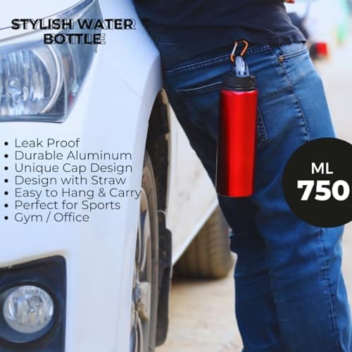 Sports Water Bottle with Straw 750ml Reusable Durable Metal Water Bottle — view 4