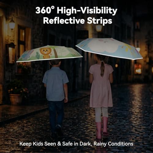 Kids Folding Umbrella Auto Open and Close, 6-Rib Reinforced Canopy for Kids — view 3