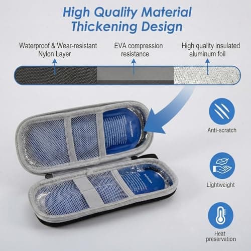 Insulin Cooler Travel Case with 2 Ice Packs Insulin Cool Bag Small Diabetes Bag Cool Box for Diabetic Utensils Pen Cold, Insulated Medication Bag Diabetic Cooler Medicine Spray Pen Syringe Case Travel — view 5