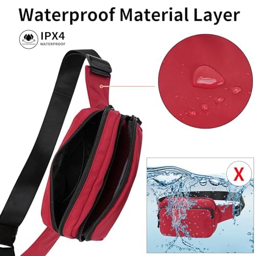 IHIGOGOFA Bumbags Waist Fanny Pack Fashion Bum Bag with 30cm Extended Belt for Dog Walking Climbing Hiking Travel Cycling Girls Ladies Men Women (Red) — view 6