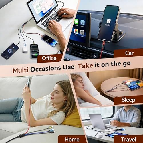 Minlu Dual USB-C Multi Charger Cable,4 in 2 USB Charging Cable,1.8m Braided — view 6