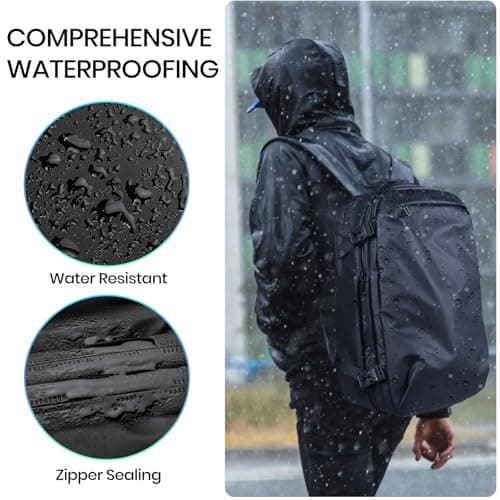 H.yeed Vacuum Backpack Travel Bag with Pump, Expandable 60L Travel Rucksack with USB/Type-C Charging Port&TSA Lock, Waterproof Lightweight Business Laptop Backpack, Fits 17.3 Inch Laptop-Black — view 6