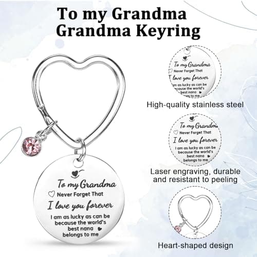 Gifts for Grandma, Canvas Tote Bag and Heart Keychain Set, Practical Grandma Gifts for Birthday Christmas Mothers Day, Thoughtful Shopping Bag Present from Grandchildren, Reusable Bag for Daily Use — view 5