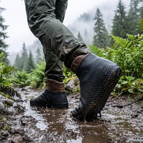 Merzio Waterproof Shoe Covers, Reusable Silicone Overshoes Non-Slip Rain Boot Protectors, Washable Over Shoes Protectors for Men Women Outdoor Cycling Hiking — view 3