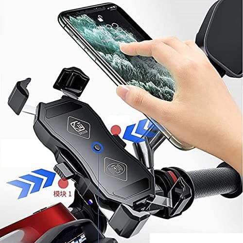 Tuoservo Motorcycle Phone Mount with Wireless and USB Charger 15W Qi Fast Charging Cell Phone Holder for Motorcycle ATV Boat Bike — view 3