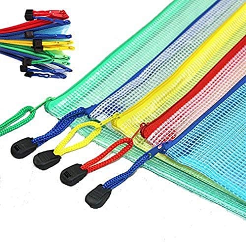 HOMEJIA 10Pcs A4 Size Durable Plastic Zip Wallets Folders Waterproof Mesh Document Bags School Stationery Organizer for Travel Packing — view 3