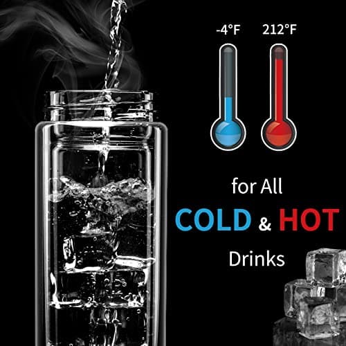 PARACITY Cold Brew Tea Bottle, Double Wall Glass Travel Mug 12oz/350ml — view 2