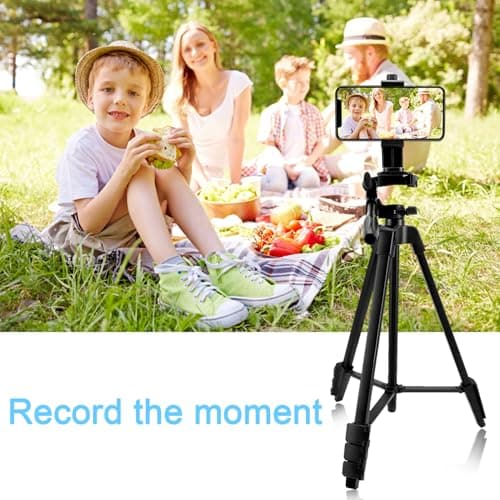 teefeet iPhone Tripod, 54" Lightweight Travel Tripod with Phone Holder Adapter/Remote shutter Remote/Carry Bag for Selfie, Video, Live Stream, Vlogging, Facebook, Tiktok (Black) — view 5