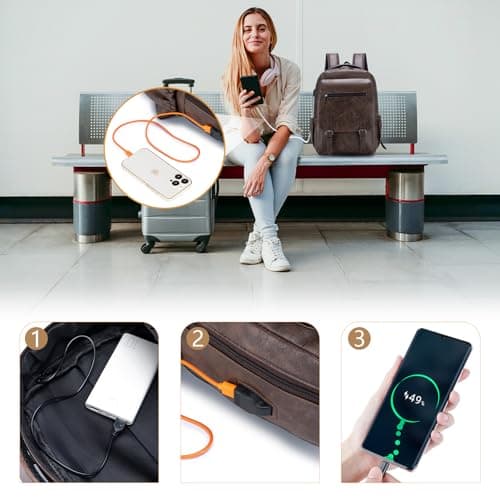 SUCIKORIO 40x30x15 British Airways Travel Backpack Underseat Cabin Bag Luggage KLM Jet2 Waterproof PU Leather Travel Rucksack Cabin Size for Plane Hand Luggage 14 Inch Laptop Backpack For Womens, Mens — view 6