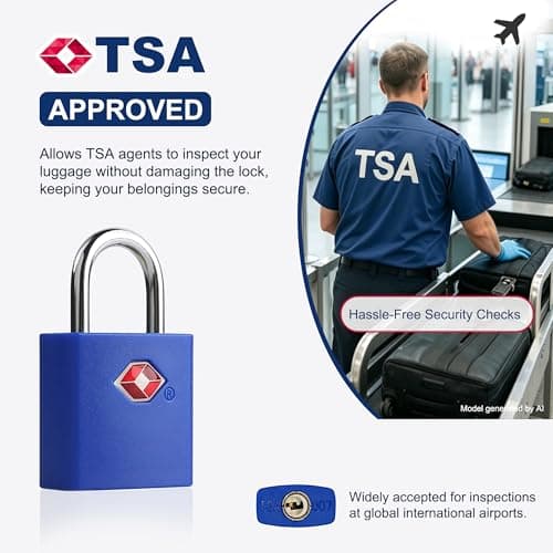 UP Security TSA Approved Luggage Locks 4 Pack, Keyed Alike Small Padlocks with Keys, Travel Locks for Suitcase, Backpack, Bag, Zipper and Outdoor Use — view 5