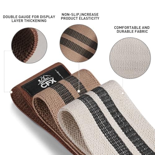 CFX Resistance Bands Set, Exercise Bands with Non-Slip Design for HIPS & Glutes, 3 Levels Workout Bands for Women and Men, Booty Bands for Home Fitness, Yoga, Pilates (Brown Set) — view 4