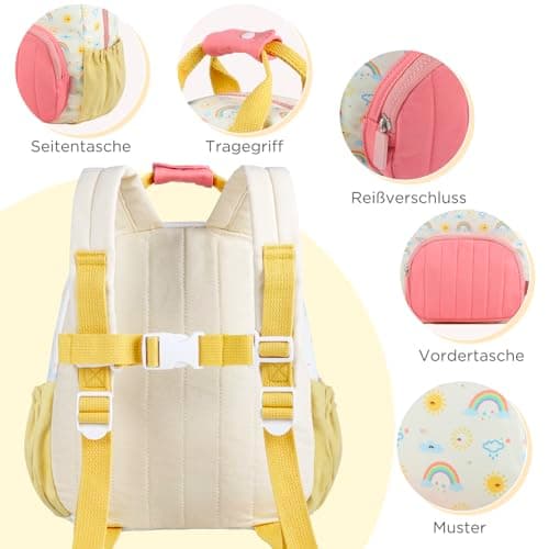 GAGAKU Toddler Backpack for Girls - Kids Backpacks Mini Children Backpack 2-4 years Cartoon Breathable Comfortable Preschool Nursery Backpacks Kindergarten Elementary Rucksack Travel Bag - Rainbow — view 3