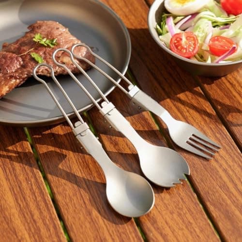 Titanium Folding Cutlery Set Knife Fork Spoon Chopsticks with Travel Case — view 4